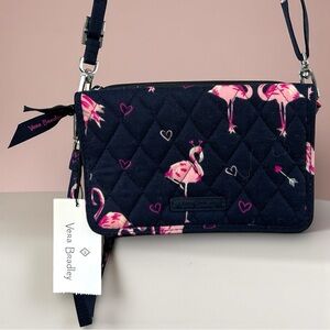 Vera Bradley RFID 3-in-1 Crossbody – Flirty Flamingos – NWT Silver Accent